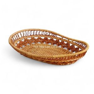 Decorative Handmade Rattan <b>Tray</b> With Natural Texture For Home And <b>Table</b> Decor From Vietnam - Product Image 1