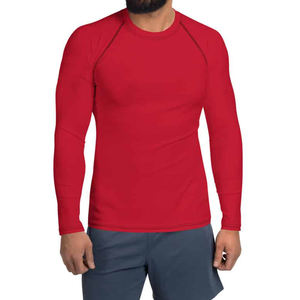 Haute qualité personnalisable hommes Rash Guards Top à la mode adulte taille Anti-UV couleur rouge dernière conception vente en gros - Product Image 1