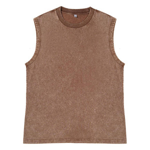 เสื้อกล้ามแขนกุดผ้าฝ้าย240กรัมสำหรับผู้ชายเสื้อกั๊กวินเทจปรับแต่งได้คุณภาพสูง - Product Image 3