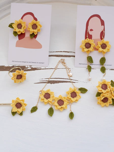 <b>Crochet</b> Earring Micro <b>Hook</b> Handmade <b>Crochet</b> Floral Jewelry Woven Dangler Braided Wedding <b>Crochet</b> Amigurumi Eardrop Necklace - Product Image 2