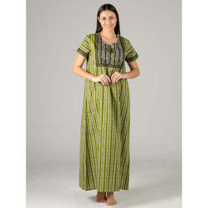 Evolove Women's 100% Cotton Printed Long Sleeve Maxi <b>Nighty</b> Sleepwear-Breathable Summer <b>Button</b>-<b>Front</b> Soft Lounge Dress Quick Dry - Product Image 5