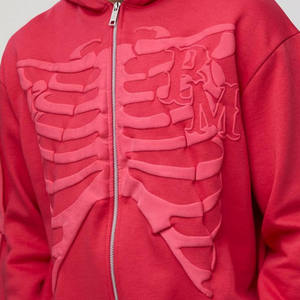 Elegante Sudadera con capucha Pantalones de chándal Jogger Set Cargo Pant Chándal de gran tamaño Skeleton Print Zip Through Chándal con capucha para ropa deportiva - Product Image 6