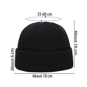 Bonnet haut de gamme avec logo brodé personnalisé Bonnet tricoté à froid Bonnet d'hiver Étiquette tissée extensible Bonnets en laine 100% - Product Image 4