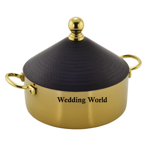 Metal Gold Finished Hotpot Round Shape Designer Tabletop Casserole Best Selling Luxury New Metal <b>Food</b> <b>Warmer</b> - Product Image 2