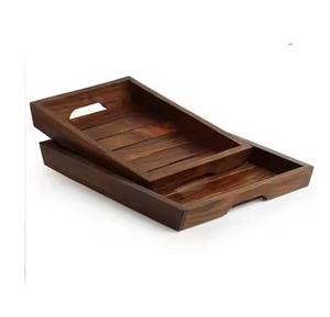 Plateaux de service modernes en bois pour petit déjeuner avec 2 plateaux de service de vaisselle Meilleure qualité Meilleure vente par décor impex - Product Image 3