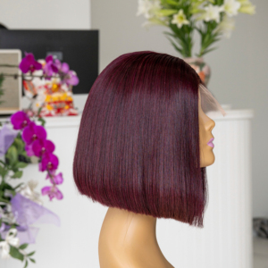 วิกผมบ๊อบแบบตรงวิกผมคนเวียดนาม100% มีลูกไม้โปร่งแสงสไตล์วิกผมบ็อบสวย - Product Image 1