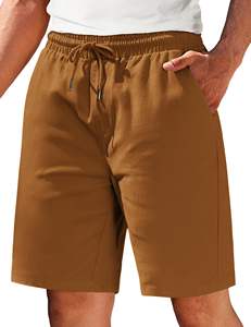 Drawstring Waistband Breathable <b>Men's</b> <b>Shorts</b> Summer Cotton <b>Shorts</b> with Pockets Casual <b>Short</b> with <b>Elastic</b> - Product Image 1