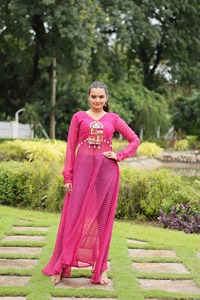 ชุดเสื้อกางเกงสีชมพูสำหรับผู้หญิงชุดตะวันตกสุดพิเศษสุดแฟนซี - Product Image 3