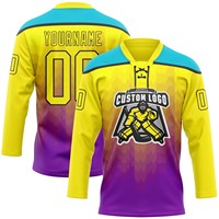 Maillot de hockey sur glace personnalisé respirant à séchage rapide avec col en dentelle, uniforme d'équipe sublimé, nom d'équipe personnalisé, logo personnalisé, unisexe adulte 100%