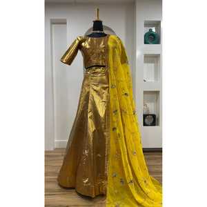 Conjunto de Blusa, Lehenga Choli y Dupatta Banarasi Zari, Ropa Moderna Reversible para Fiestas, para Todas las Temporadas, Estilo Indio y Pakistaní - Product Image 6