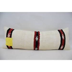 Beige Wool Kilim 18x18 Inch Luxury <b>Bolster</b> <b>Pillow</b> Vintage Rectangle Suzani Woven Non-Slip Eco-Friendly Removable Washable Decor - Product Image 1