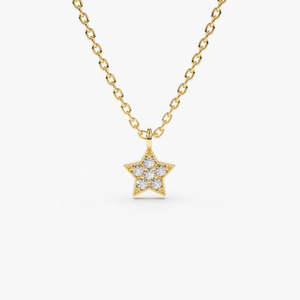 จี้ดาวเพชรระยิบระยับ สร้อยคอเพชรแล็บโกรว์ 0.06 กะรัต สี G ความสะอาด SI1 ทอง 14K ประกายระยิบระยับดุจท้องฟ้ายามค่ำคืน สไตล์โบโฮ - Product Image 3
