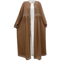 Abaya Kimono Ouverte Style Dubaï de Haute Qualité, Respirante, Légère, Séchage Rapide, en Satin, Manches Longues, Robe Hijab Grande Taille Toutes Saisons