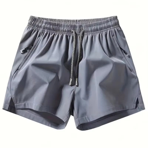 Pantalones cortos de gimnasio para hombre baratos al por mayor, pantalones cortos de entrenamiento físico de malla de playa de secado rápido con bolsillos de talla grande, cintura estampada de poliéster liso - Product Image 1