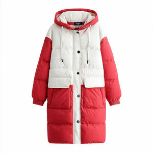 Manteau d'hiver matelassé en tricot pour femme, à capuche, long, style bulle - Product Image 4