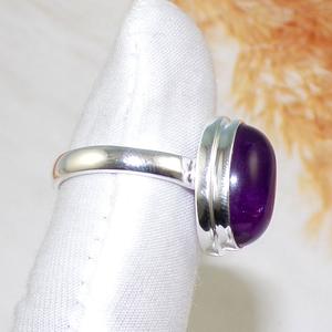 เครื่องประดับอัญมณีเงินแท้925อเมทิสต์แหวนรูปไข่เครื่องประดับหินสีม่วง - Product Image 2