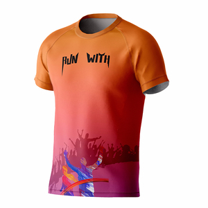 เสื้อยืดออกกำลังกายของผู้ชายโพลีเอสเตอร์แขนสั้นพิมพ์ลายพิมพ์ซับลิเมชันงานออกแบบได้ตามต้องการ - Product Image 1
