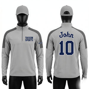 Premium 280 GSM Interlock Polyester Baseball Quarter <b>Zip</b> Training <b>Top</b> Aqua Blue Black Contrast Panels Custom Sublimation logo - Product Image 4