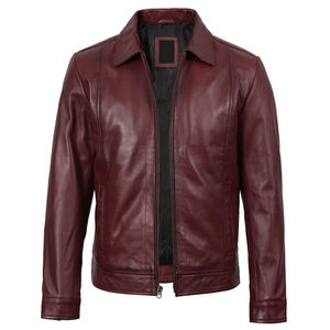 Veste en cuir d'agneau véritable la plus vendue pour hommes, col montant, coupe régulière, coupe-vent, haute qualité, confortable et élégante - Product Image 1
