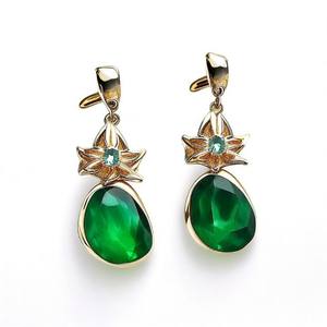 Nouvelle arrivée Boucles d'oreilles en argent sterling 925 avec forme fantaisie et pierres précieuses en onyx vert pour femmes et filles - Product Image 2