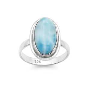Anillo de Piedra Larimar Ovalada, Chapado en Oro, Plata de Ley, Hecho a Mano, Certificado IGI, Joyería de Alta Calidad, Regalo para Mamá - Product Image 5