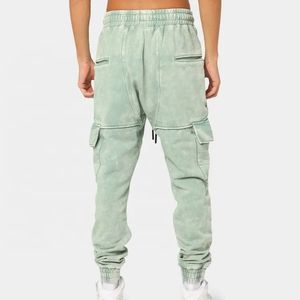 2023 pantalones de chándal de colores sólidos de alta calidad al por mayor, pantalones de chándal lavados con ácido personalizados para hombres, pantalones para correr para hombres - Product Image 5