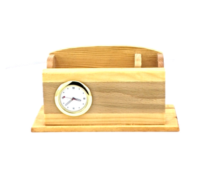 Porte-stylos en bois, organiseur de bureau avec horloge, support pour téléphone, forme triangulaire avec support pour stylos au prix le plus bas - Product Image 5