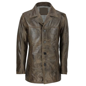 Manteau long en cuir véritable personnalisé de haute qualité pour hommes manteau en cuir élégant respirant meilleur matériau pour hommes à vendre - Product Image 1