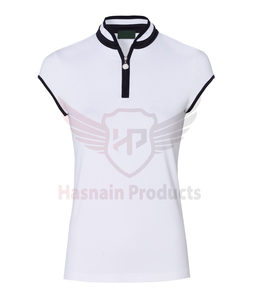 Design personnalisé à la mode demi-fermeture éclair de haute qualité sans manches sport golf gym plaine polo t-shirt coton grande taille femmes polos - Product Image 2