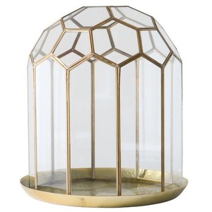 Table Top Metal Large Decorative Glass and Metal Lantern Oval Shape Farmhouse Use Decorative Candle Lantern Golden - Product Image 1