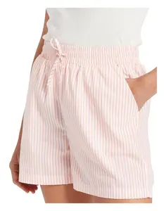 Short boxer décontracté en coton rose avec poches frontales et poche plaquée arrière, tissu respirant et écologique, taille élastique - Product Image 1