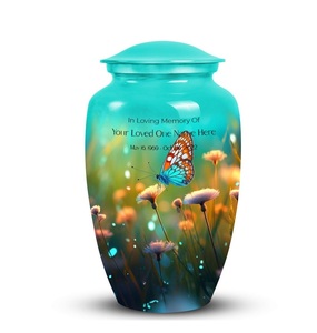 Nature Inspired Butterfly Beauty Cremation Urn Teal Personalization <b>for</b> <b>Ashes</b> Decorative Modern Urn - Product Image 1
