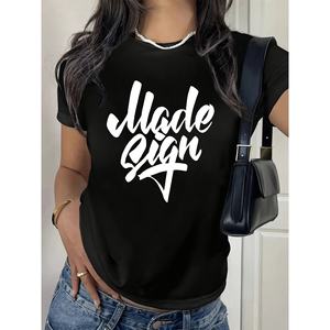 Camiseta de ocio para mujer para Primavera/Verano Top estampado estándar de un color hecho en China - Product Image 1