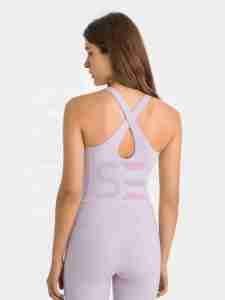 High Quality Women Sexy Eco-Friendly Breathable Yoga Short Sleeveless Tank <b>Tops</b> Custom Logo Printing Polyester/Cotton Fabric - Product Image 4