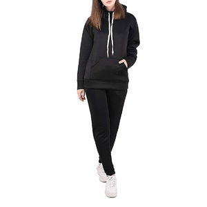 Sweat à capuche deux pièces et pantalon de jogging pour femmes avec logo personnalisé Ensemble de survêtement 100% coton avec fermeture à cordon pour l'hiver - Product Image 5