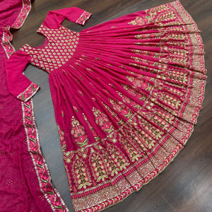 Launch – robe de soirée longue en tissu georgette lourd, tenue de soirée avec dupata - Product Image 1