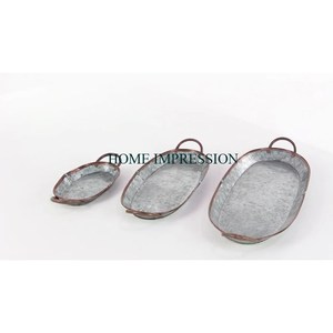 ถาดโลหะชุบสังกะสีปลอดภัยสำหรับอาหารทรงกลมทำด้วยมือสำหรับห้องนั่งเล่นโรงแรมบาร์งานแต่งงาน - Product Image 2