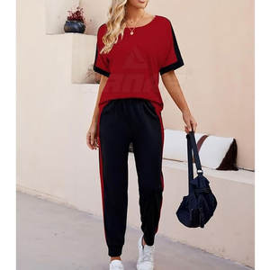 Chándal elegante de verano para mujer para deporte y trajes casuales Conjunto de chándal de verano para mujer con cintura elástica y ligero - Product Image 3