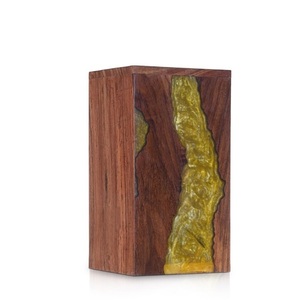 Handcrafted Rosewood Golden Resin Urn Box Elegant Memorial <b>Keepsake</b> <b>for</b> <b>Ashes</b> Wooden Cremation Urn Unique Sympathy Gift - Product Image 2