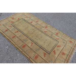 พรมตุรกีขนาด 3.9x6.9 ฟุต สีน้ำตาล พรมขนสัตว์วินเทจแบบเปอร์เซีย - Product Image 3