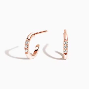 Top Quality Lab Grown Round Diamond <b>Huggie</b> Hoop <b>Earrings</b> In 10K Rose Gold Luxury Jewelry for Women - Product Image 1