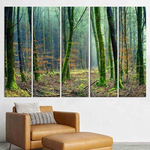 Toile d'art imprimée : Décoration murale en verre trempé avec paysage forestier 3D, lot de 5 toiles - Product Image 1