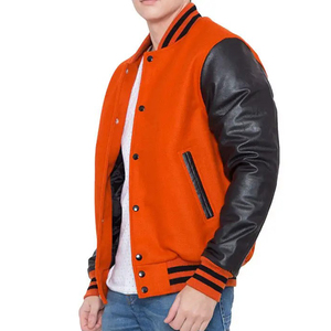 Veste universitaire de baseball pour homme, best-seller, personnalisée, style universitaire, hiver, streetwear, unie, teinte unie, col montant, logo frontal, décontractée - Product Image 2