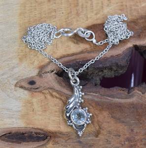 Luxury Blue Topaz Sterling <b>Silver</b> Rhodium Plated Pendant Necklace Gemstone Jewelry June Birthstone Handmade Gift for Women - Product Image 2