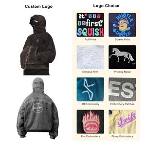 Sudadera con Capucha Extra Grande para Hombre con Logotipo Personalizado, de Alta Calidad, Lavada al Ácido, con Capucha y Máscara, Sudaderas con Capucha Lavadas al Ácido para Hombre - Product Image 5