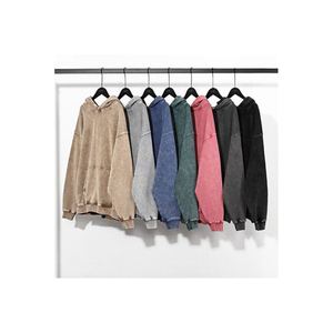 Sweat à capuche et pantalon grande taille délavé à l'acide, personnalisable avec logo, respirant, imperméable, coupe-vent, écologique, pour homme, 100% coton - Product Image 1