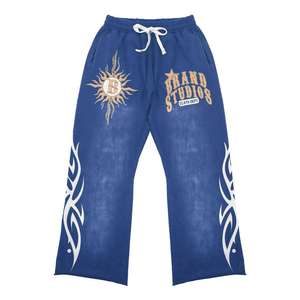 Logo sur mesure Design imprimé solide couleur unie coupe régulière Tracksuits de couleur bleue Tracksuits Ensemble deux pièces personnalisé Combinaison d'entraînement - Product Image 3