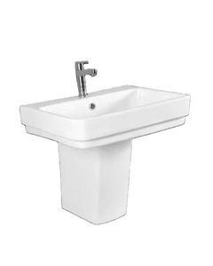 Articles sanitaires en céramique, lavabo à demi-piédestal suspendu au mur et peu encombrant pour lavabo de salle de bain d'hôtel avec semi-piédestal Prix en Chine - Product Image 3