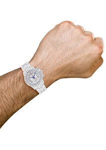 Montre mécanique de luxe faite à la main VVS moissanite testeur de diamant glacé Antique Design de mode bande d'or jaune cadran en verre fenêtre - Product Image 5