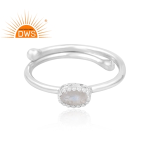 Latest Selling 925 Sterling Silver Natural Rainbow <b>Moon</b> Stone Gemstone <b>Ring</b> Custom Jewelry Manufacturer - Product Image 3